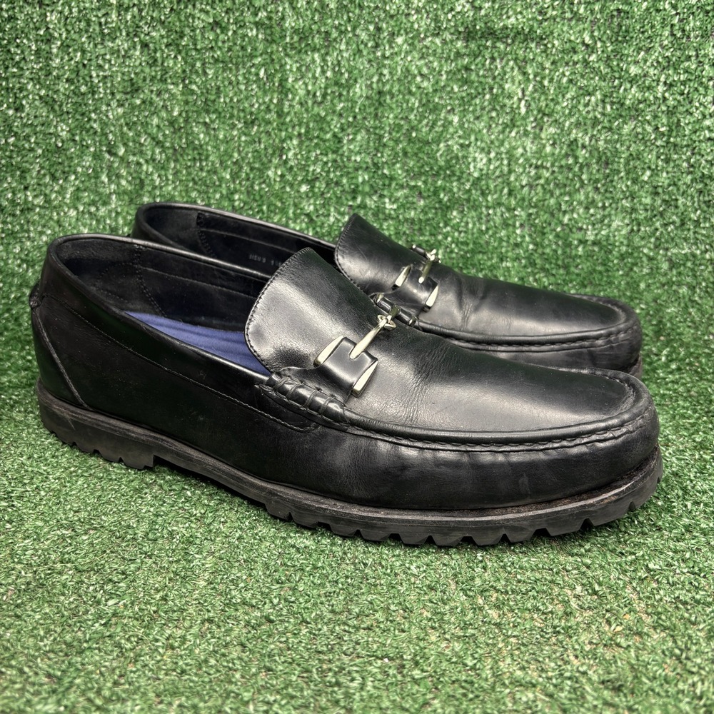 Cole Haan Bit Loafers Leather Lug Sole Preppy Dress Shoes Black Mens Sz 11.5 M